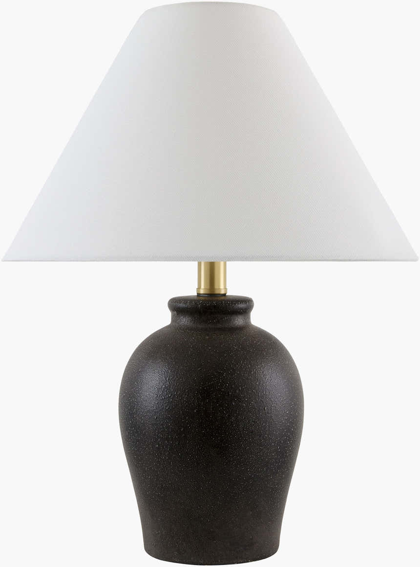 Charcoal Traditional Table Lamp with global details for bedside or console tables
