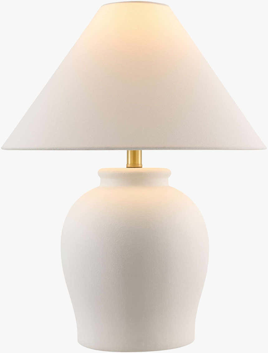 White Ceramic Table Lamp with Cone Shade