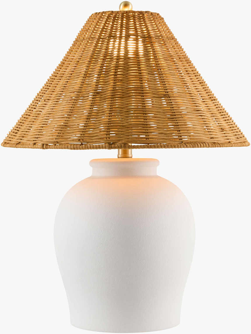 Soft Orange Traditional Table Lamp with global details for bedside or console tables
