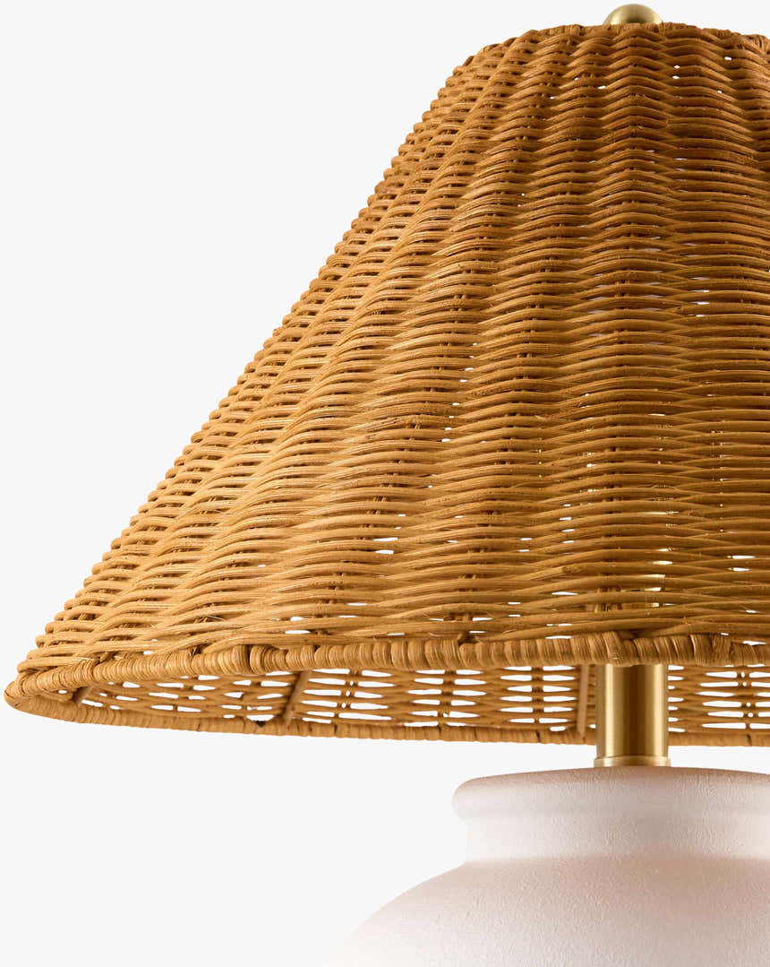 Soft Orange Traditional Table Lamp with global details for bedside or console tables