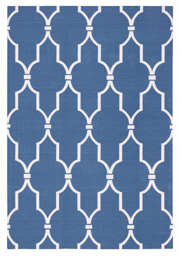 Close-up of Nourison Home & Garden Navy Contemporary Area Rug with a white geometric trellis pattern.