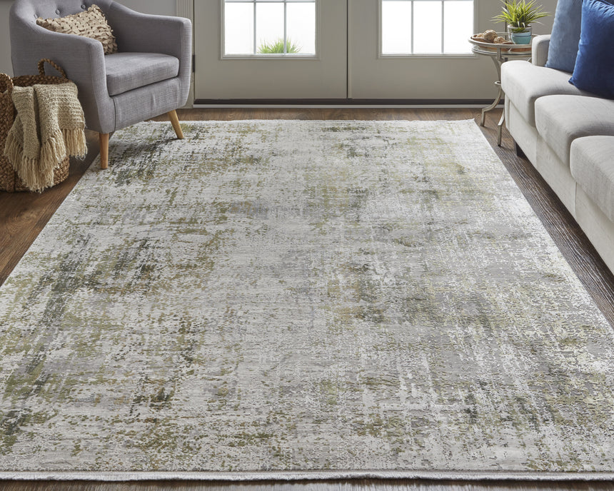 Feizy Cadiz Modern Abstract - Green/Gray/Ivory Area Rug