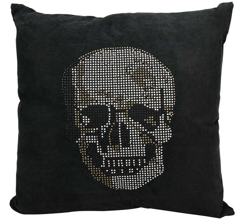 Mina Victory Sofia Rhinestone Skull Black Indoor Throw Pillow - Clearance