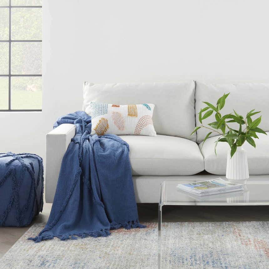 Mina Victory Lifestyle Tufted Abstract Diamond Throw Blanket Blue Indoor - Clearance