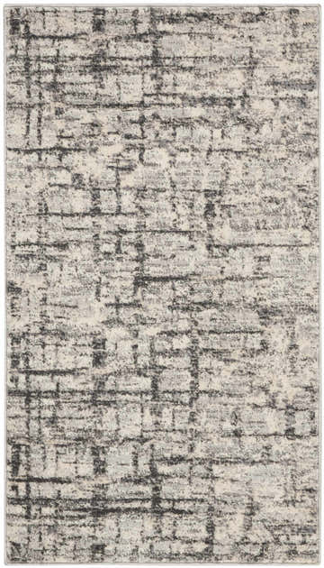 Close-up of the Calvin Klein CK950 Rush Ivory Grey rug, showing its abstract, high-pile texture and modern design.