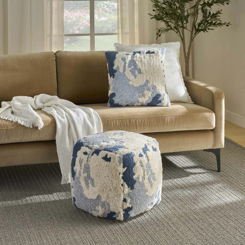 Mina Victory Lifestyle Rc039 Blue Indoor Poufs