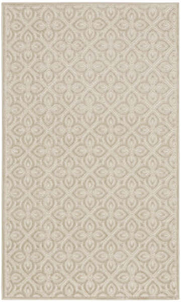 Close-up of the Nourison Charm Silver Ivory Rug, showcasing its contemporary geometric pattern and soft, neutral tones.
