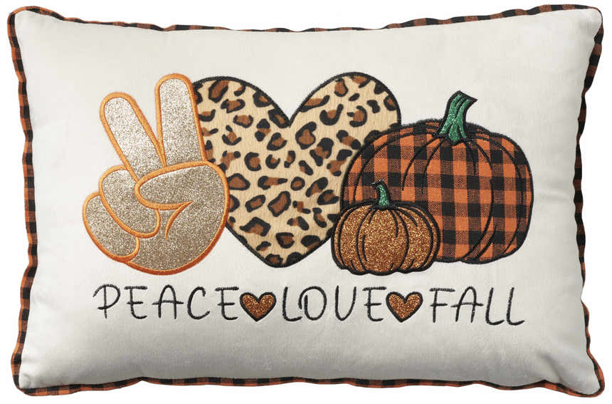 Mina Victory Holiday Pillows Peace Love Fall Multicolor Indoor Throw Pillow - Clearance