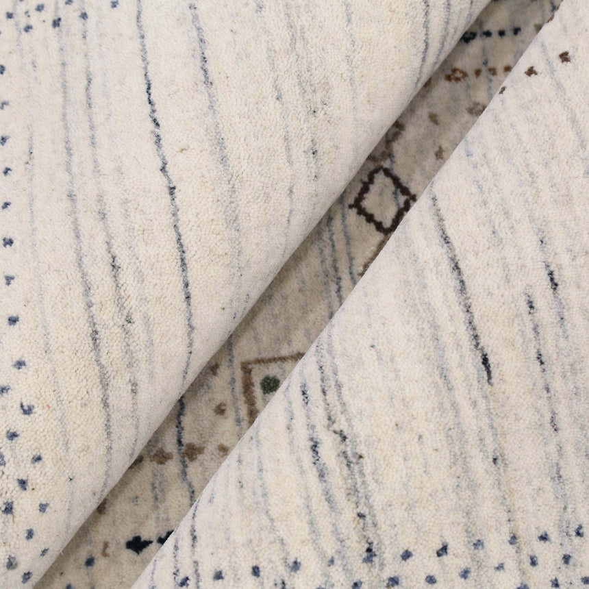 Center Pattern Natural Hand Loomed Wool Area Rug