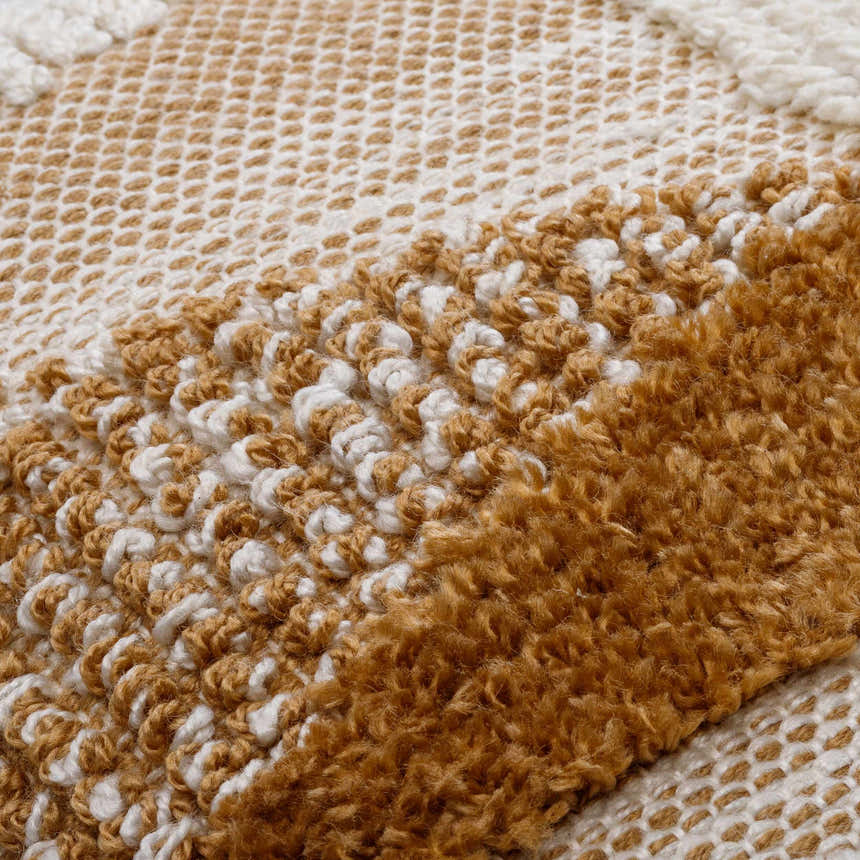 Rudex Ivory Geometric Diamond Rustic Polyester Accent Pillow - Clearance