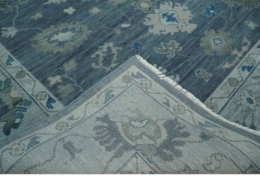 Charcoal and Silver Hand knotted Traditional Oushak Custom Made wool Area Rug