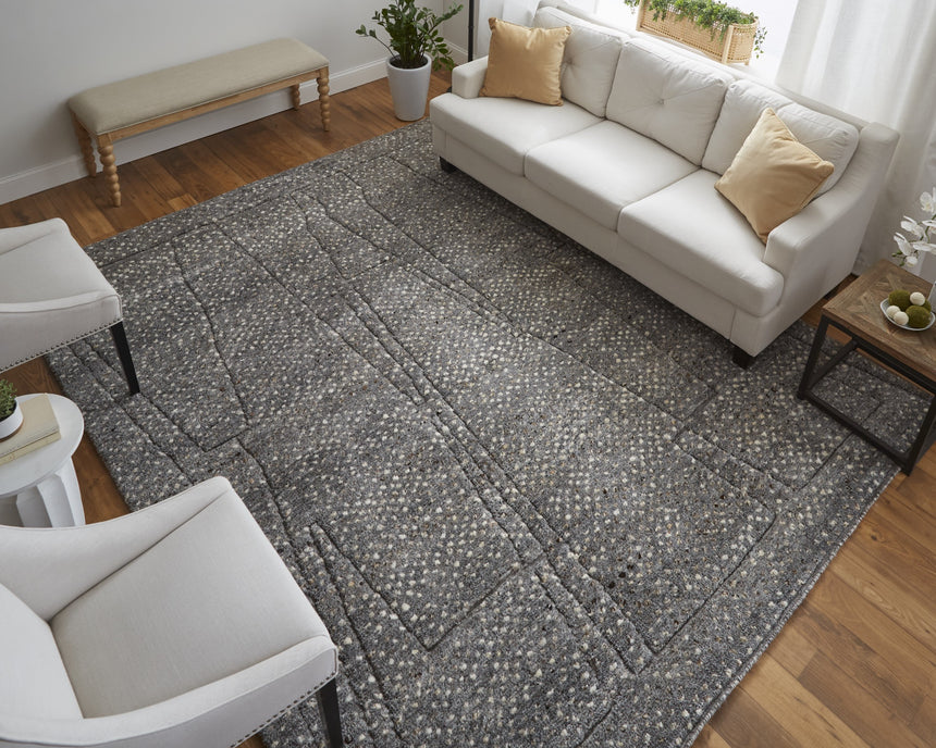Feizy Dering Modern Polka Dots - Gray/Tan/Taupe Area Rug