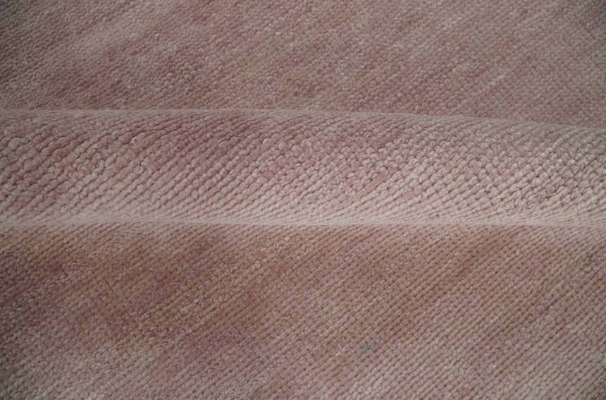 Contemporary Custom Made Modern Solid Peach Hand knotted Wool Area Rug