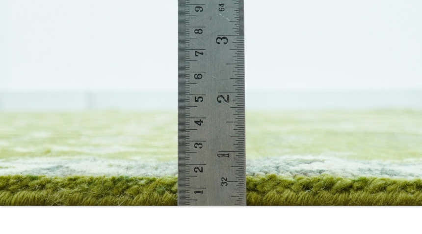 Contemporary Traditional Design Green And Beige Hand Knotted Custom Made Wool Rug