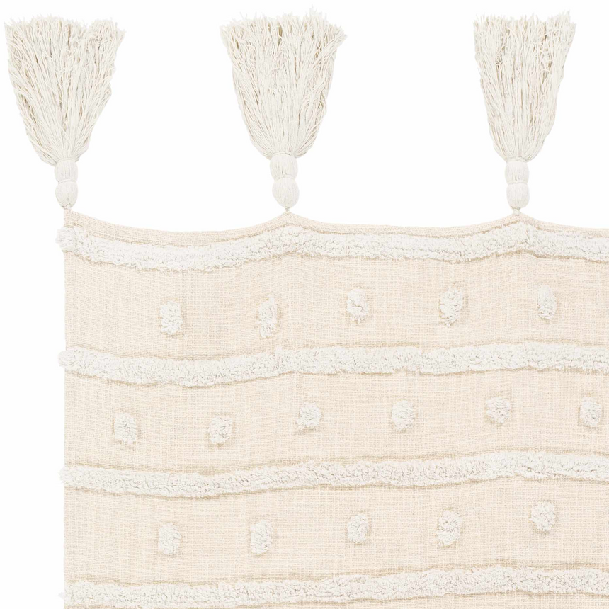Beige Throw Blanket with big tassels - 50