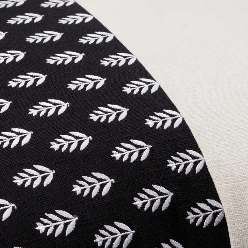 Arbex Black and Off White Botanical Color Block Modern Cotton Accent Pillow - Clearance