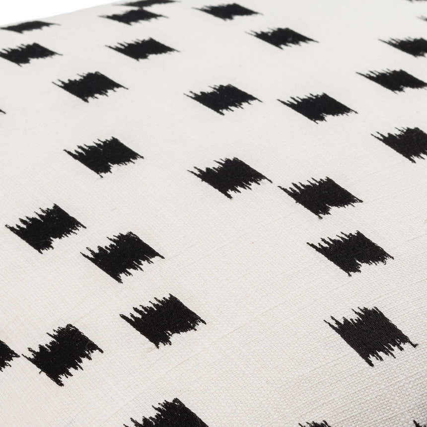 Brivon Off White and Black Brushstroke Speckle Pattern Modern Cotton Accent Pillow - Clearance