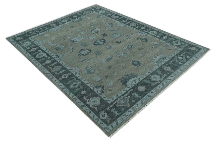 Custom Made Antique look Gray, Charcoal and silver Oriental Oushak wool Area Rug