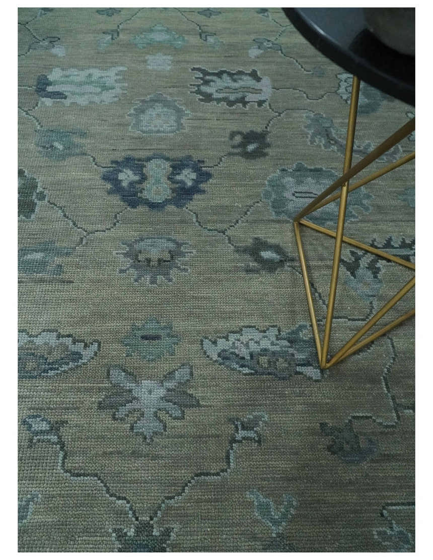 Custom Made Antique look Gray, Charcoal and silver Oriental Oushak wool Area Rug