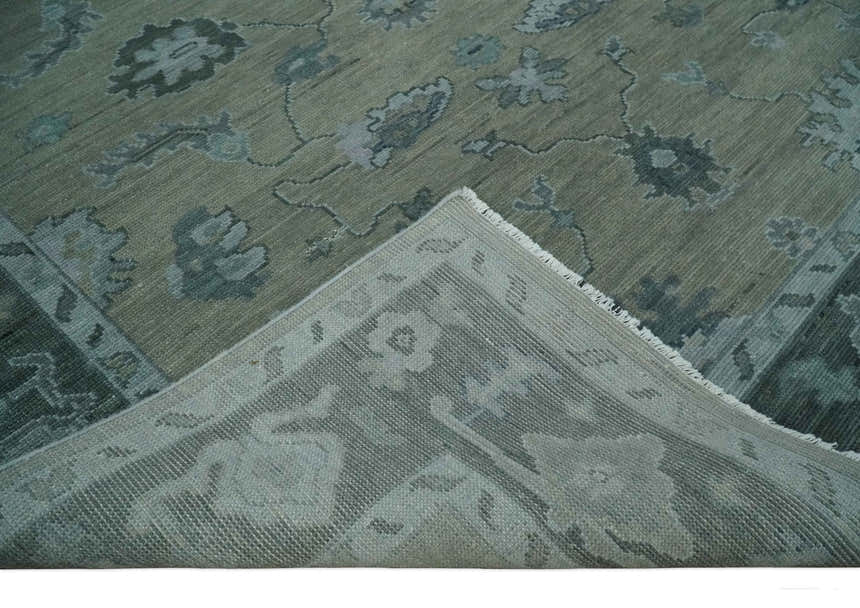 Custom Made Antique look Gray, Charcoal and silver Oriental Oushak wool Area Rug