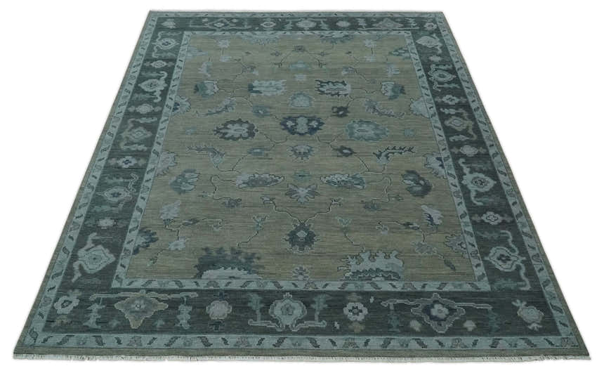 Custom Made Antique look Gray, Charcoal and silver Oriental Oushak wool Area Rug