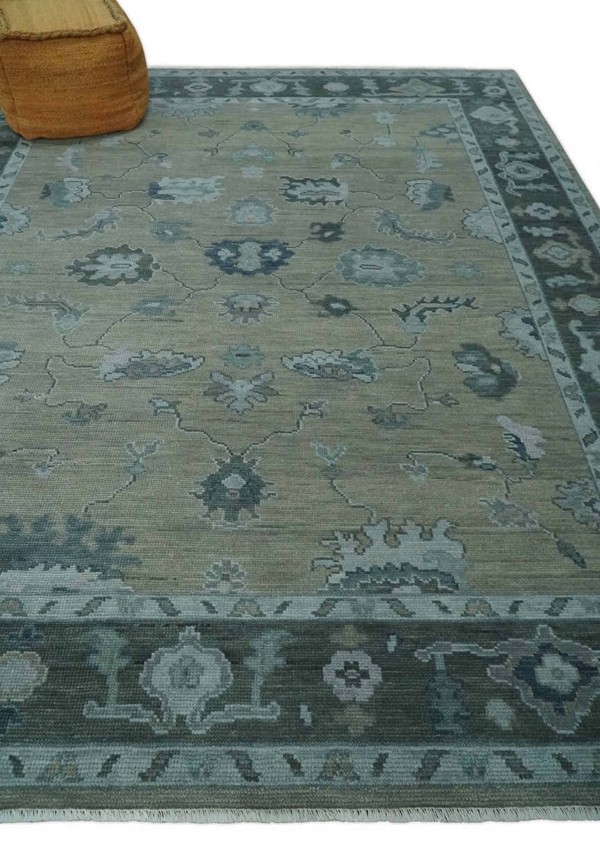 Custom Made Antique look Gray, Charcoal and silver Oriental Oushak wool Area Rug