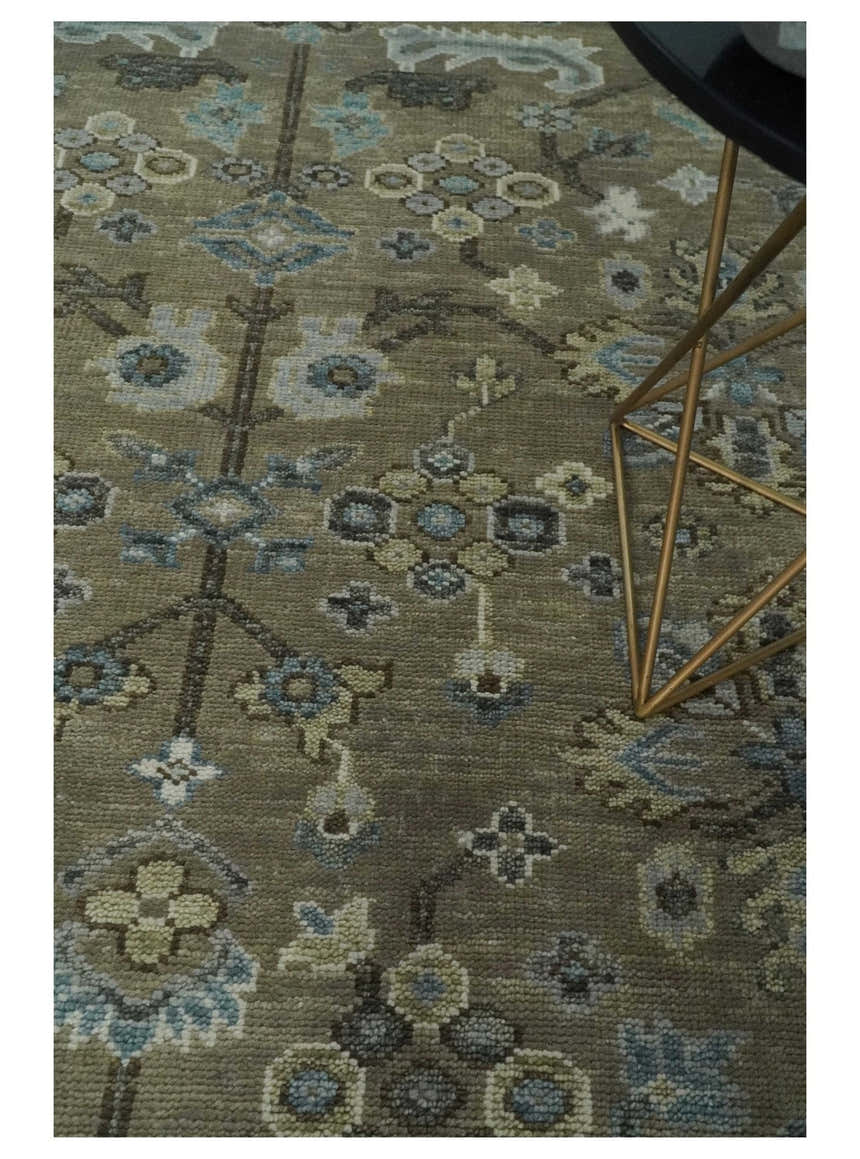 Custom Made Antique look Hand Knotted Beige, Ivory and Silver Oriental Oushak Multi Size Traditional Wool Area Rug