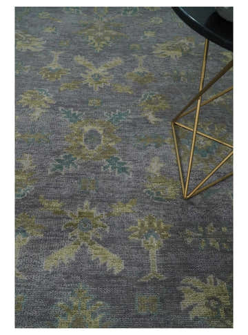 Custom Made Antique look Plum and Brown Hand Knotted Traditional Oushak Wool Area Rug
