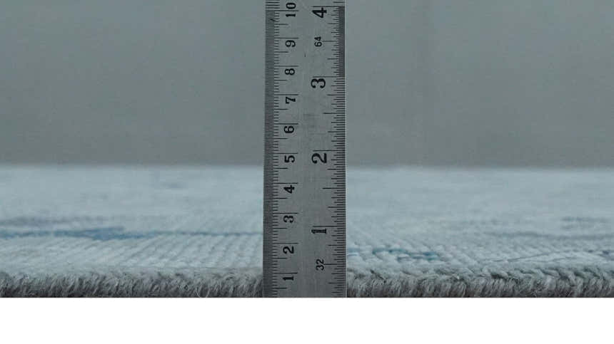 Custom made Antique style Blue and Silver Hand Knotted Oushak Wool Area Rug