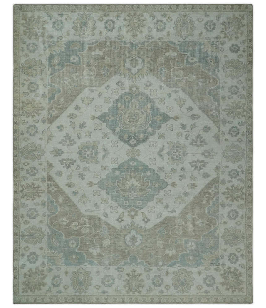 Custom Made Antique Style Neutral Ivory and Camel Custom Made wool Area Rug