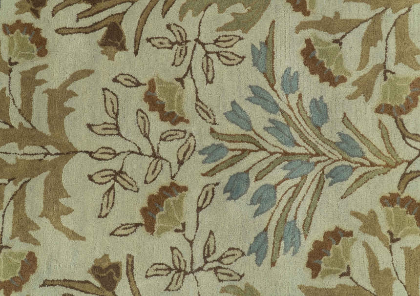 Custom Made Beige And Brown Traditional Floral Design Hand Tufted Wool Area Rug