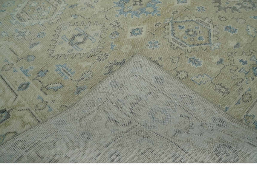 Custom Made Beige and Ivory Hand knotted Traditional Oushak wool Area Rug