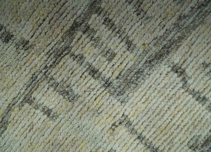 Custom Made Beige, Olive and Gray Hand Knotted Modern Abstract wool Area Rug