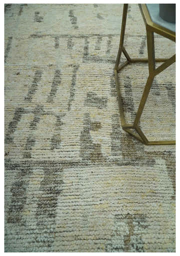 Custom Made Beige, Olive and Gray Hand Knotted Modern Abstract wool Area Rug