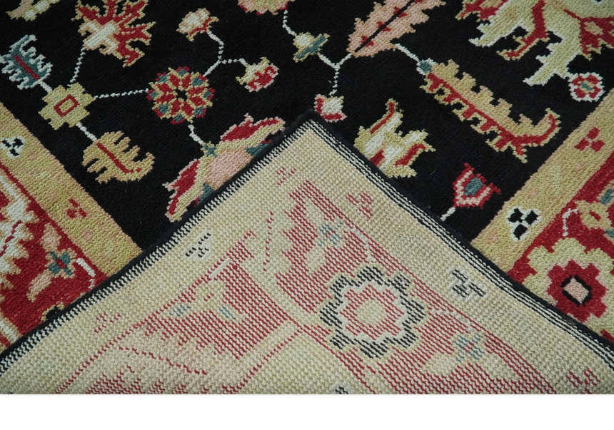 Custom Made Black, Rust, and Olive Traditional Oriental Hand Knotted Wool Area Rug