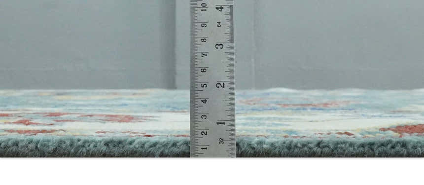 Custom Made Blue and Ivory Colorful Hand knotted Traditional Oushak wool Area Rug