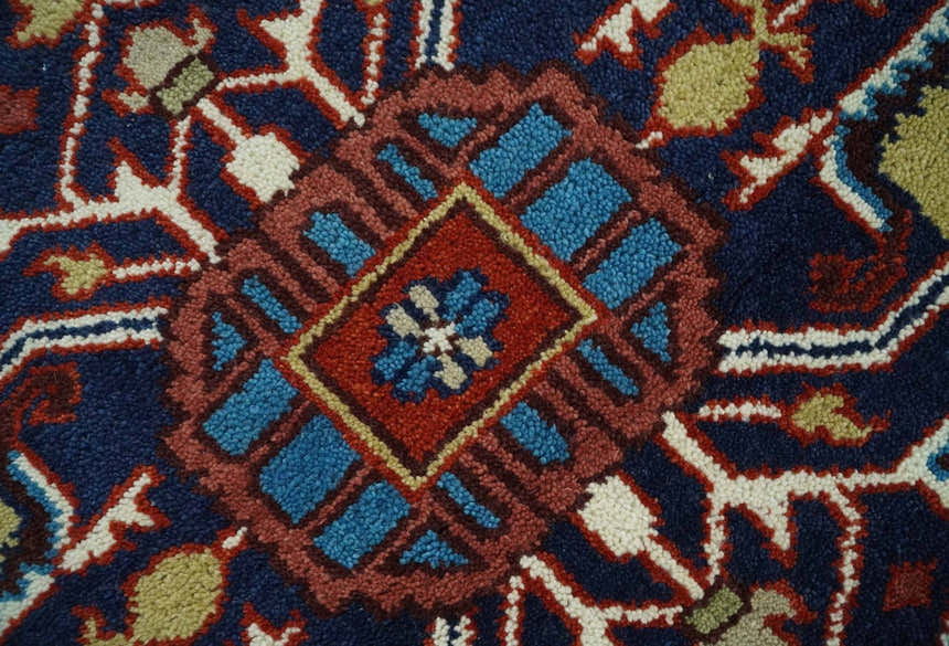 Custom Made Blue and Ivory Medallion Hand knotted Traditional wool Area Rug