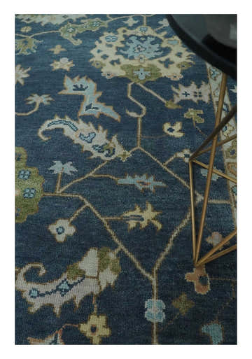 Custom Made Blue, Beige and Green Multi size Hand knotted Traditional Oushak Wool Area Rug
