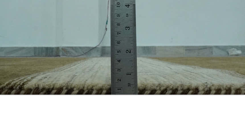 Custom Made Brown and Ivory Geometrical Stripes Design wool Area Rug