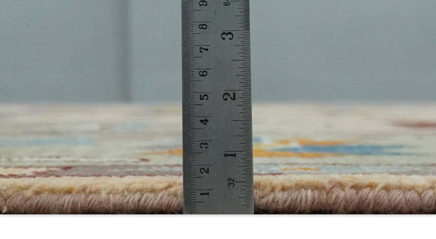 Custom Made Colorful Peach and Green Hand knotted Oushak wool Area Rug