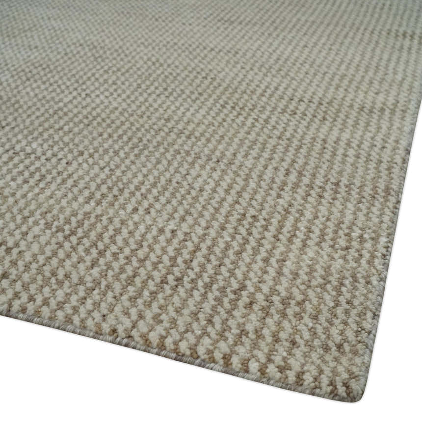 Custom Made Contemporary Brown and Ivory Hand Knotted Rug Area Rug
