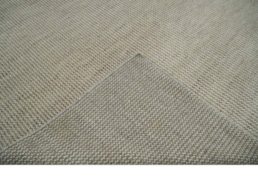 Custom Made Contemporary Brown and Ivory Hand Knotted Rug Area Rug