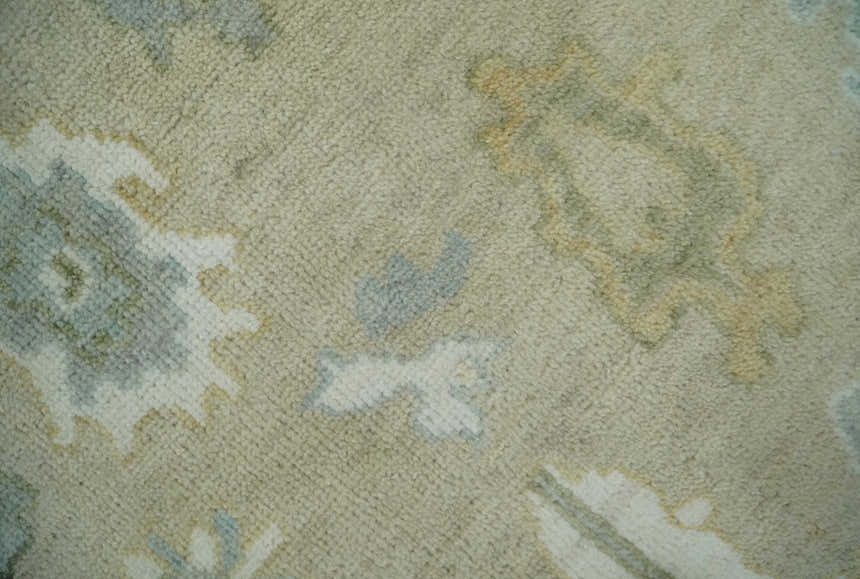 Custom Made Earthy Hand Knotted Beige and Ivory Traditional Multi Size Wool Area Rug