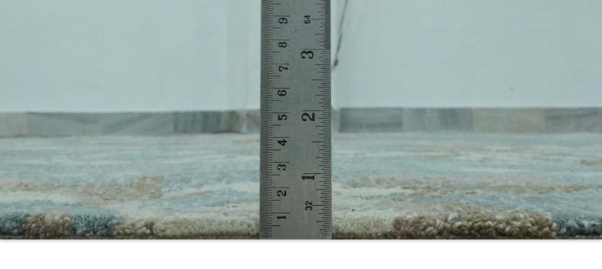 Custom Made Elegant Blue, Ivory and Olive Floral Design Hand Tufted wool Rug