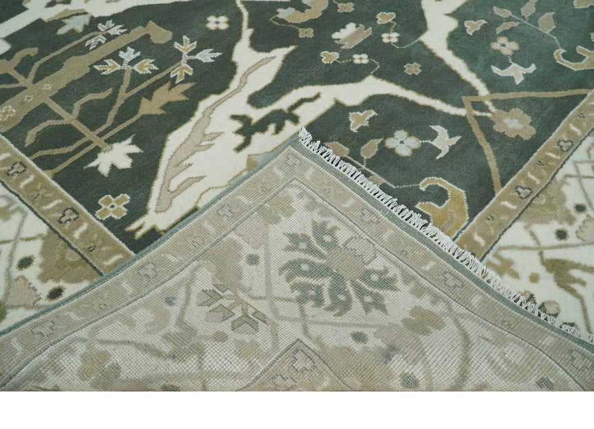 Custom Made Emerald Green Fine Hand knotted Wool Traditional Oushak Area Rug