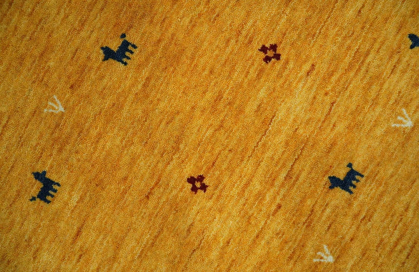 Custom Made Gold Tribal Gabbeh wool Area Rug