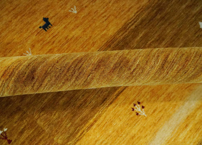 Custom Made Gold Tribal Gabbeh wool Area Rug