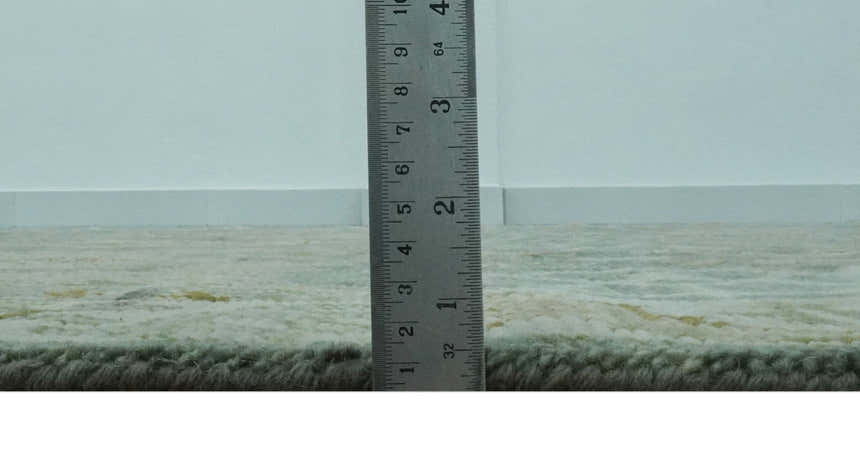 Custom Made Gray, Silver and Green Hand Knotted Traditional Large Design wool area rug