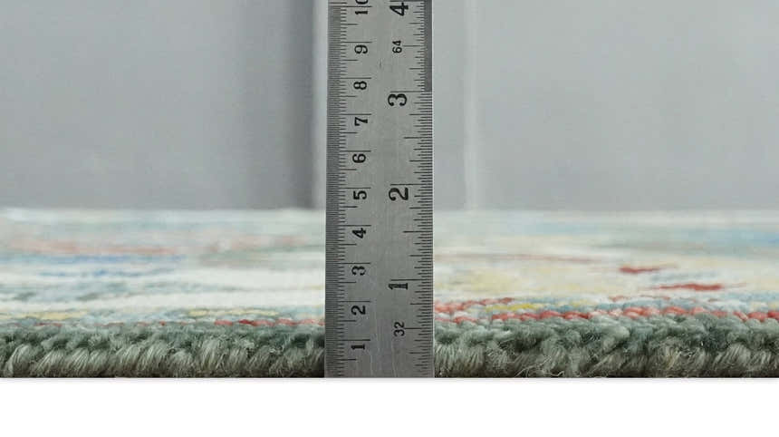 Custom Made Green and Ivory Colorful Hand knotted Traditional Oushak wool Area Rug