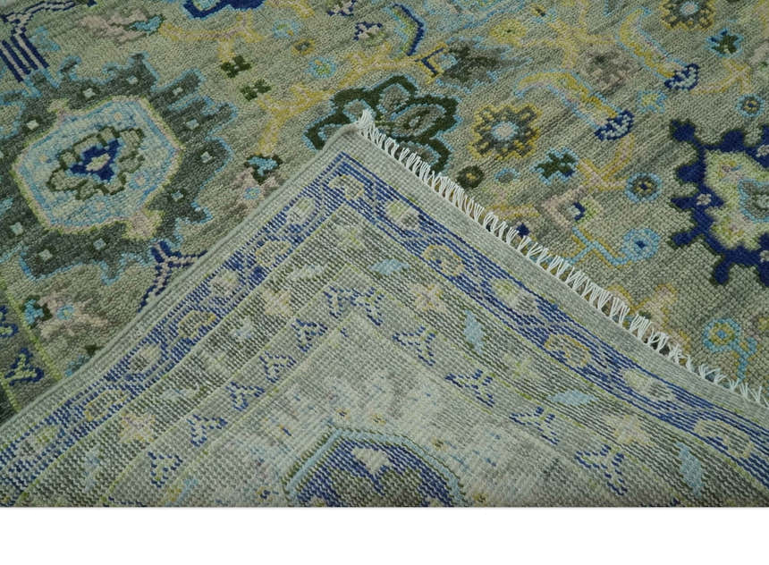 Custom Made Lt. Silver, Grey and Mustard Hand Knotted Traditional Oushak wool area rug